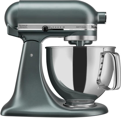 KitchenAid Artisan 5 Qt Tilt-Head Stand Mixer 325W 10-Speed with Flat Beater Dough Hook Wire Whip Pouring Shield 23 lb KSM150PS