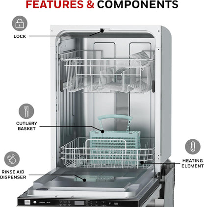 Honeywell 18-Inch Dishwasher 8 Place Settings 6 Wash Programs Stainless Steel Tub Energy Star