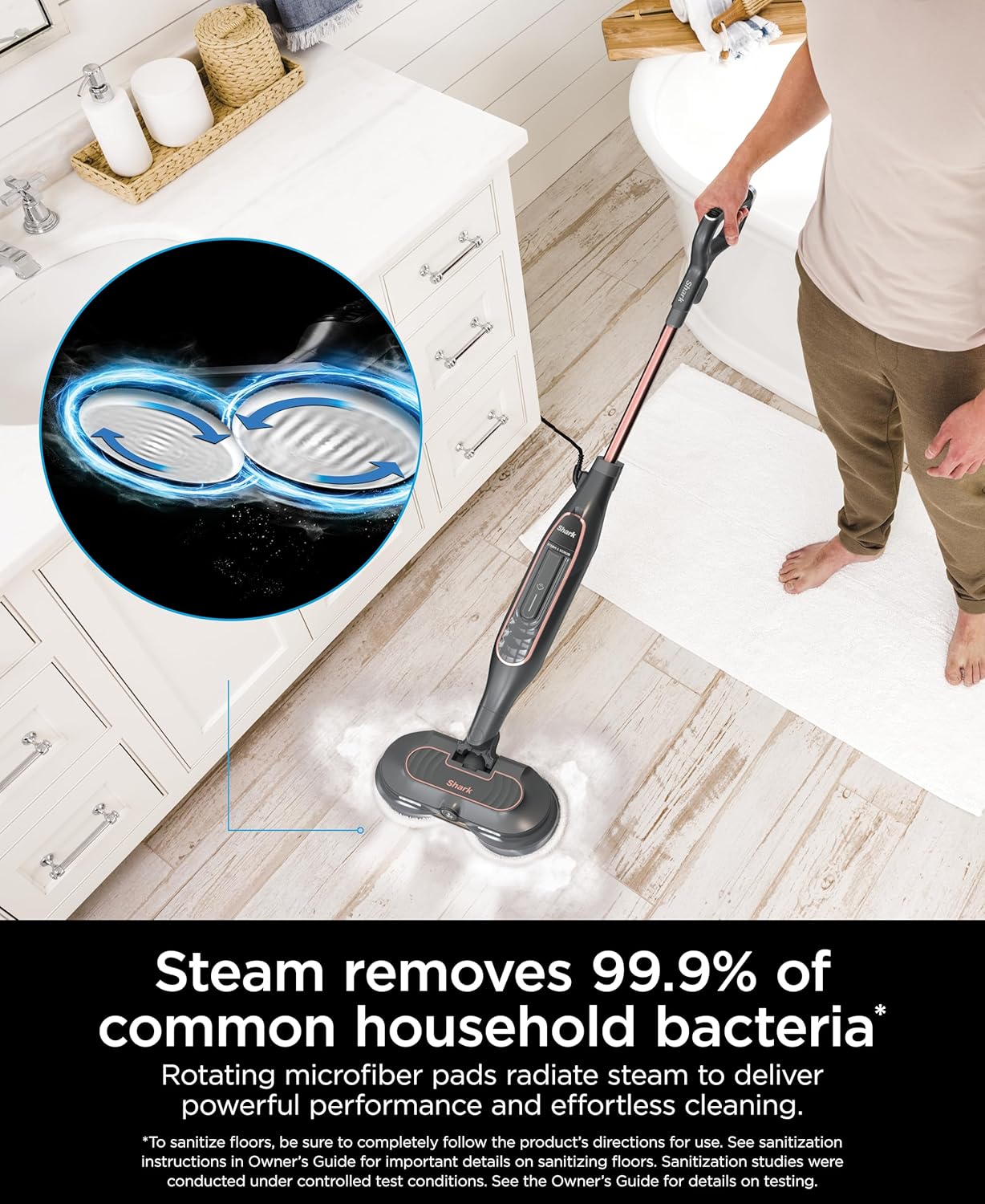 Shark S7201 Steam & Scrub with Steam Blaster Technology All-in-One Hard Floor Steam Mop 3 Steam Modes LED Headlights Black