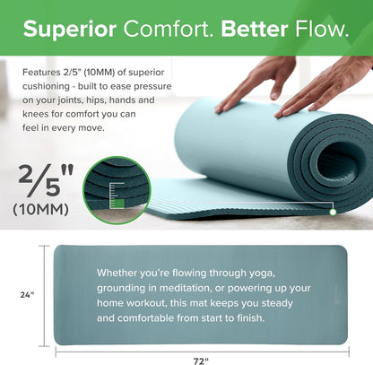 Gaiam Thick Yoga Mat Extra Cushioned NBR Foam Non-Slip Exercise Fitness Mat with Carrying Strap 72 x 24 Inch