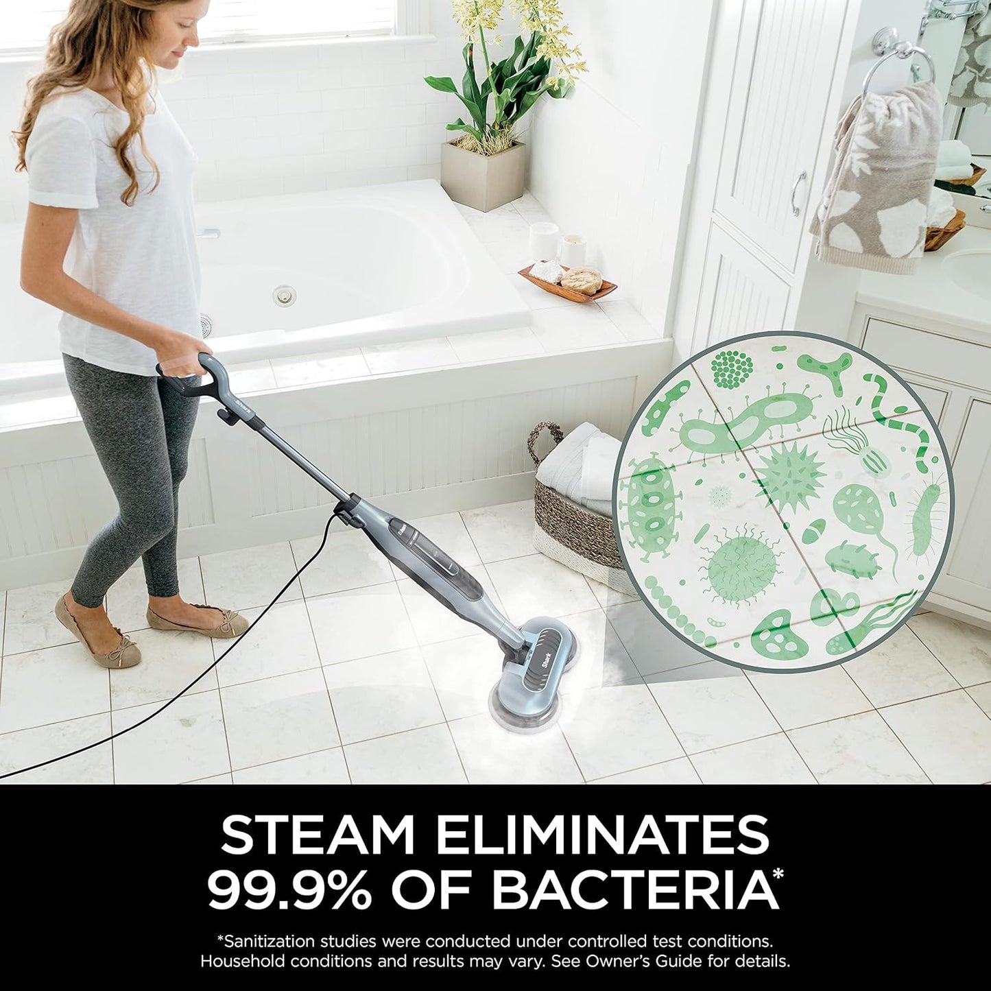 Shark Steam & Scrub All-in-One Scrubbing and Sanitizing Steam Mop 2 Steam Modes 1120W 22 ft Cord 7.7 lb Pure Water Blue S7000AMZ