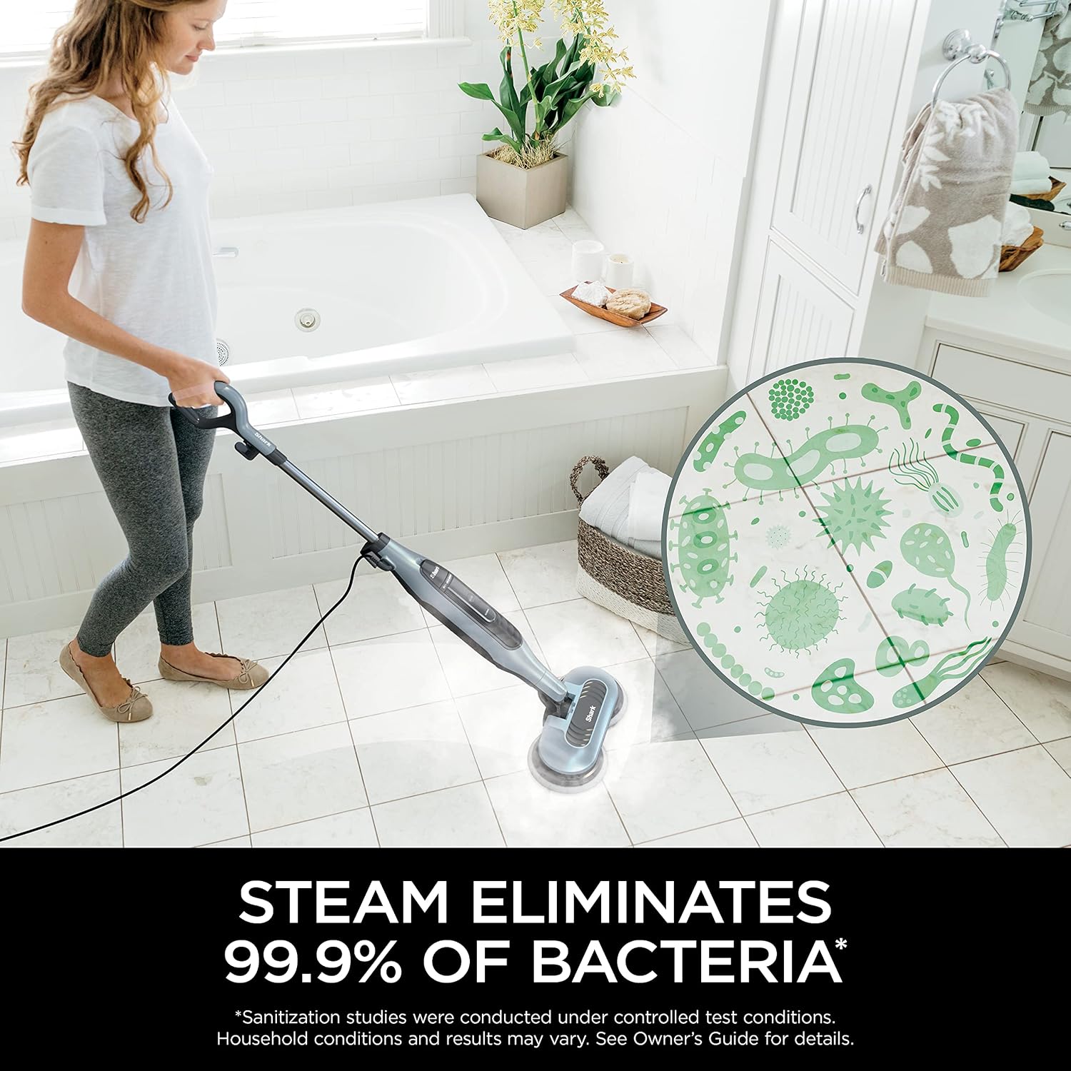 Shark Steam & Scrub All-in-One Scrubbing and Sanitizing Steam Mop 2 Steam Modes 1120W 22 ft Cord 7.7 lb Pure Water Blue S7000AMZ