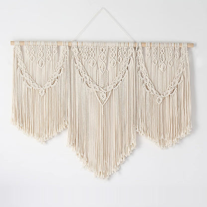 Mokof Large Macrame Wall Hanging Boho Tapestry Wall Art 43" x 32" Cotton Ivory