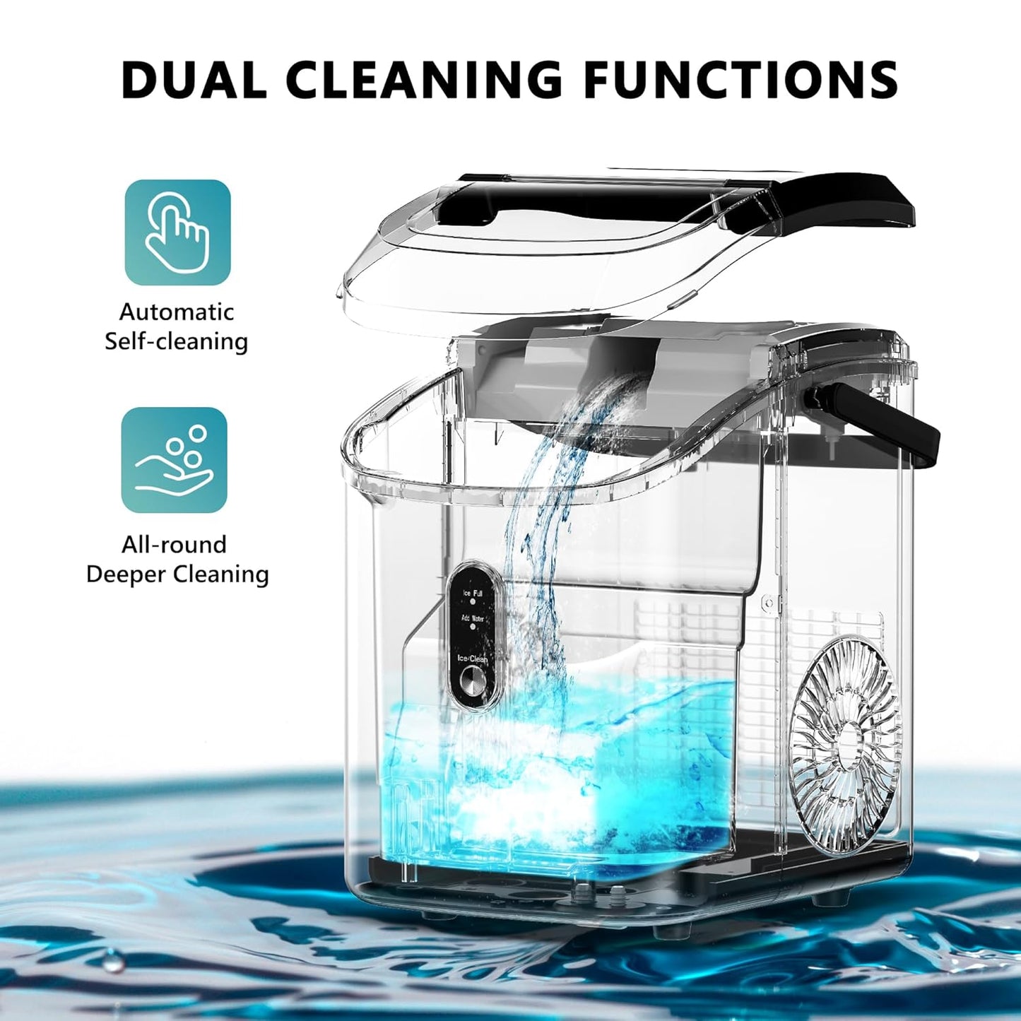 EUHOMY Nugget Ice Maker Countertop Chewable Pellet Ice Self-Cleaning 34 lbs/Day Portable
