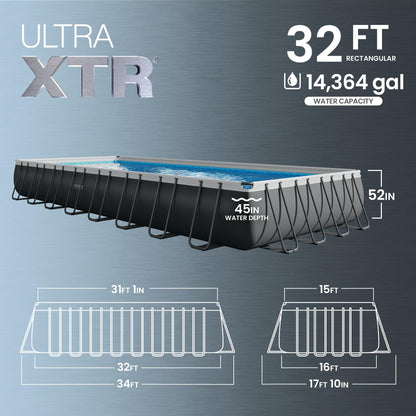 Ultra XTR 32 ft x 16 ft 52 in Above Ground Pool Set, Rectangular Swimming Pool