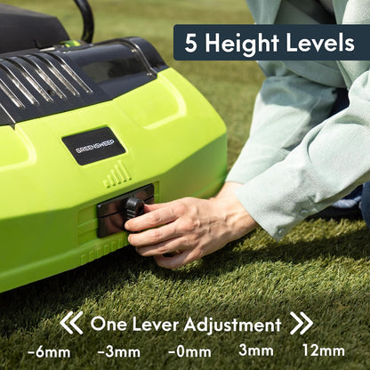 RGS Living GreenSweep V2 Artificial Grass Electric Sweeper Rake Vacuum 45L Collection Bag 5 Adjustable Heights Foldable Handle Extra Brush