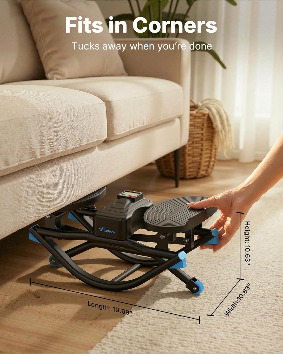 MERACH Rocking Stepper 3D Motion Balance Board with Resistance Bands 330 lb Capacity
