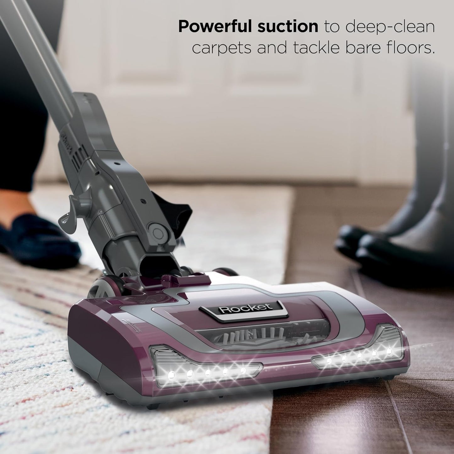 Shark Rocket Pet Plus Corded Stick Vacuum XL Dust Cup Handheld Conversion LED Headlights 8.6 lb Bordeaux/Silver HV322