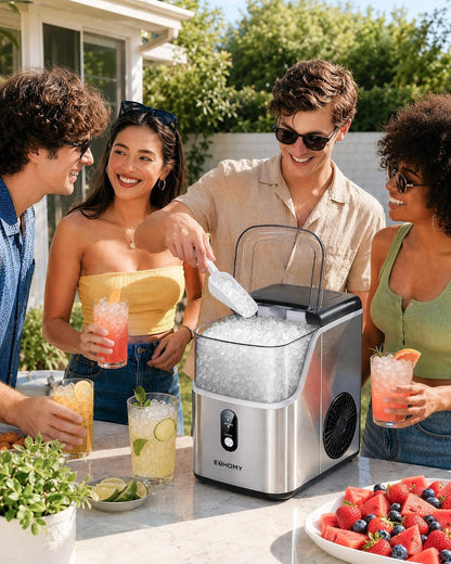 EUHOMY Nugget Ice Maker Countertop Chewable Pellet Ice Machine Self-Cleaning 35 lbs/Day Portable