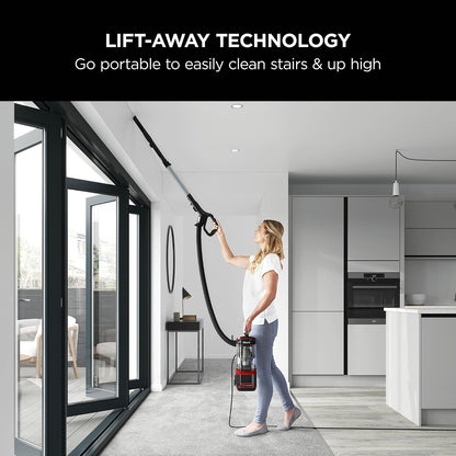 Shark NV602UKT Lift-Away Upright Vacuum Cleaner Anti-Allergen LED Headlights 1.1 L 8m Cord 750W 15.4 lb Red/Black