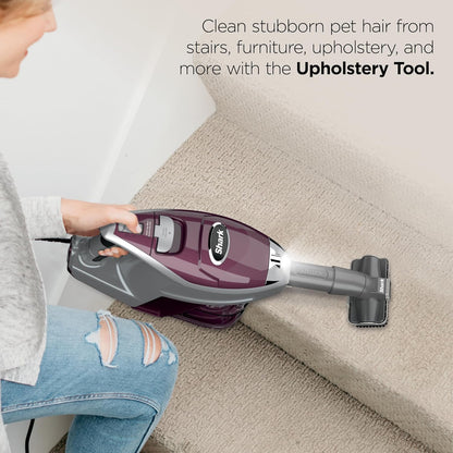 Shark Rocket Pet Plus Corded Stick Vacuum XL Dust Cup Handheld Conversion LED Headlights 8.6 lb Bordeaux/Silver HV322