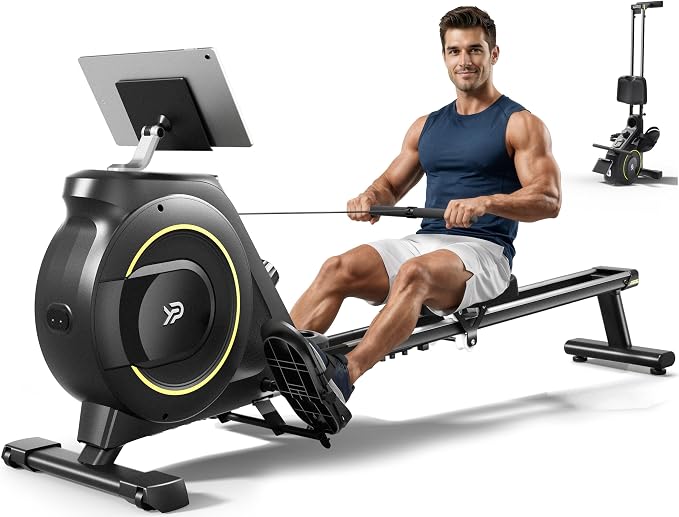 YPOO Magnetic Rowing Machine Foldable 350 lb Capacity 16-Level Silent Resistance Full-Body Cardio Home Gym RM930