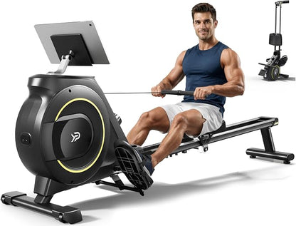 YPOO Magnetic Rowing Machine Foldable 350 lb Capacity 16-Level Silent Resistance Full-Body Cardio Home Gym RM930