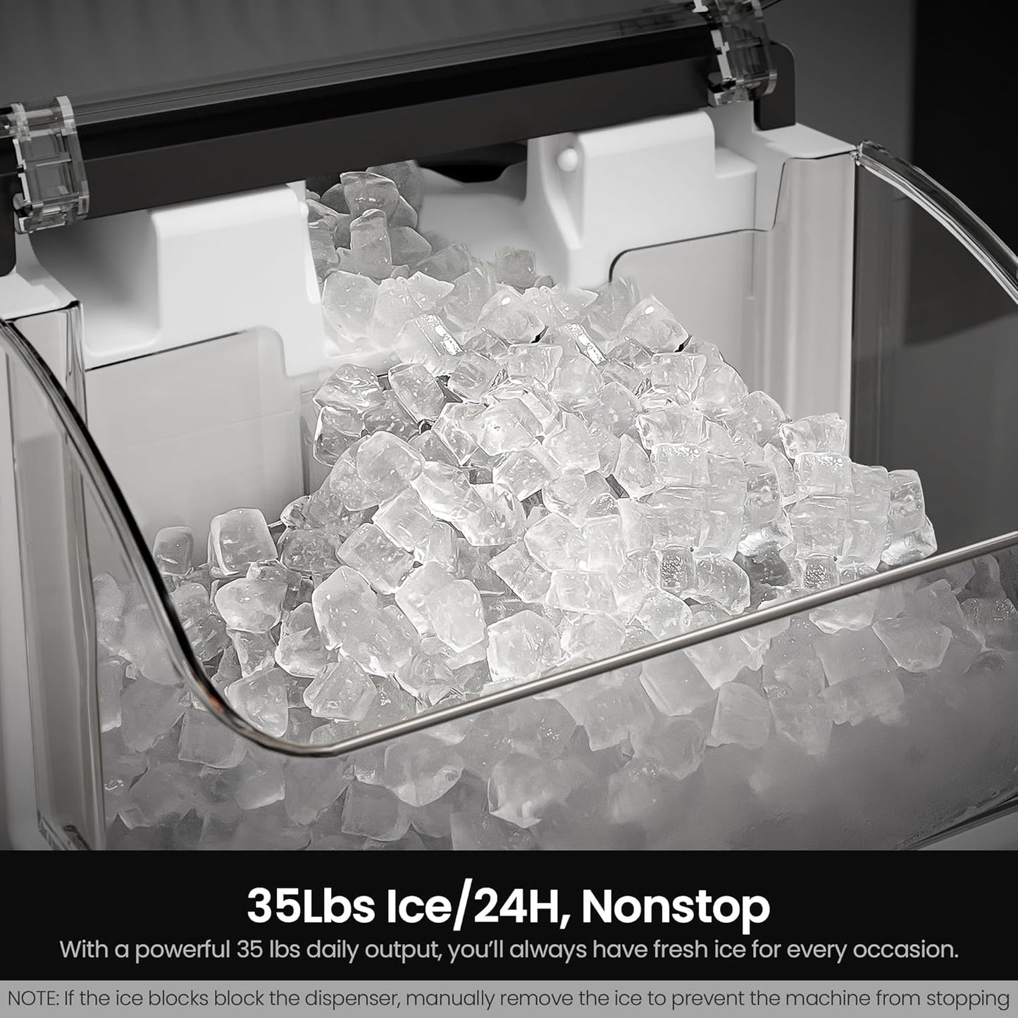 Kismile Nugget Ice Maker Countertop Chewable Pellet Ice Machine Self-Cleaning 35 lbs/Day Portable