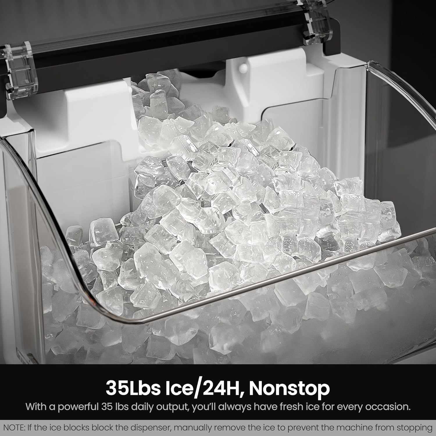 Kismile Nugget Ice Maker Countertop Chewable Pellet Ice Machine Self-Cleaning 35 lbs/Day Portable