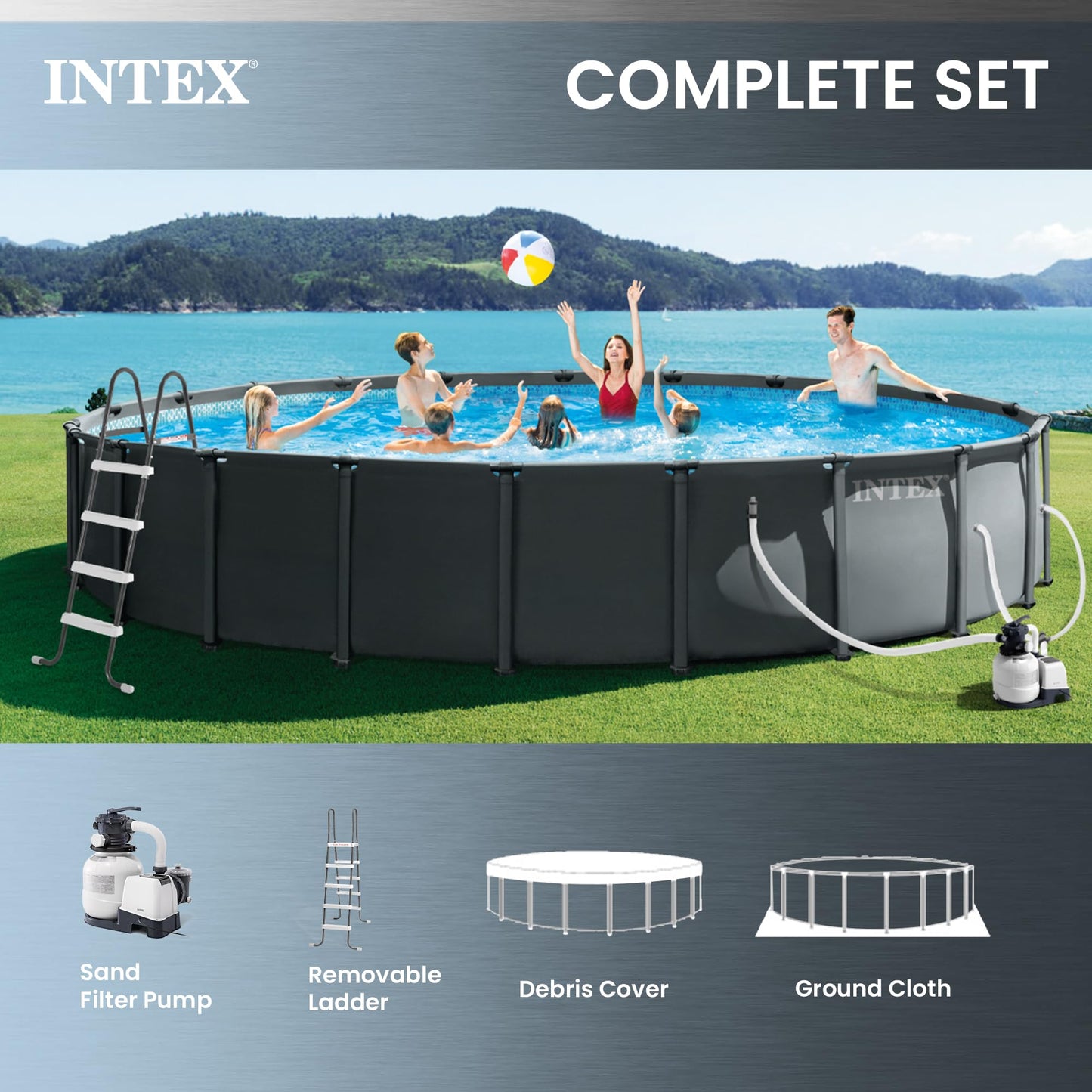 Ultra XTR 22 ft x 48 in Above Ground Pool Set, Round Swimming Pool
