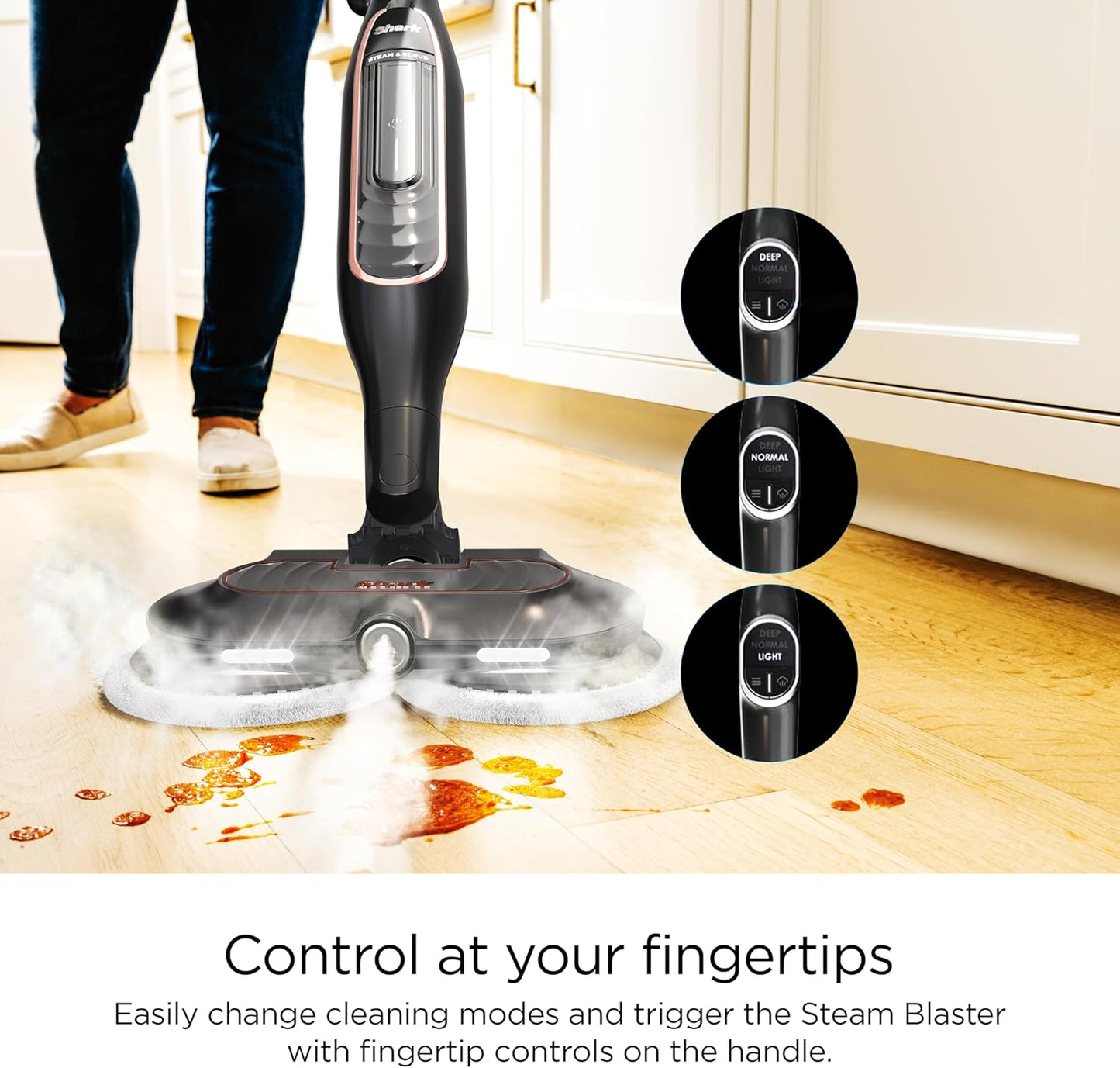 Shark S7201 Steam & Scrub with Steam Blaster Technology All-in-One Hard Floor Steam Mop 3 Steam Modes LED Headlights Black