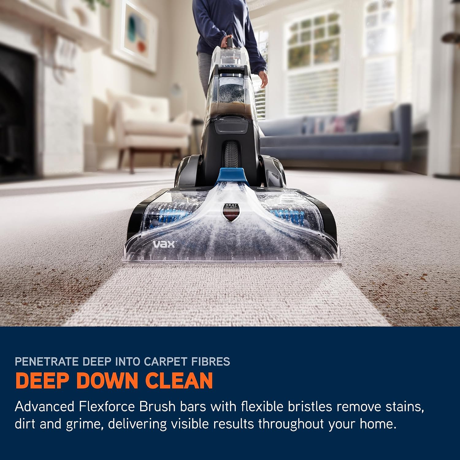 Vax Platinum SmartWash Upright Carpet & Upholstery Cleaner CDCW-SWXS Stain & Odour Removal 3.5 L 16.3 lb Charcoal/Blue