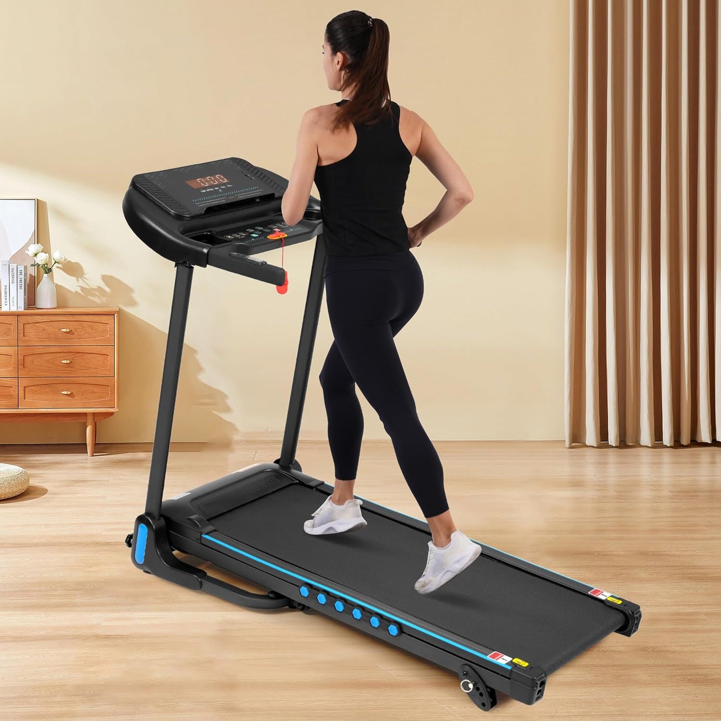Incline Treadmill with 3.0 HP Motor 350 lb Capacity Auto-Folding Hydraulic System Black