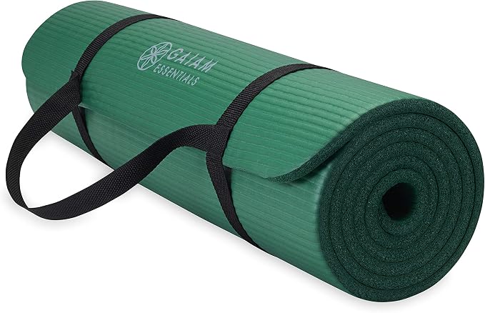 Gaiam Thick Yoga Mat Extra Cushioned NBR Foam Non-Slip Exercise Fitness Mat with Carrying Strap 72 x 24 Inch