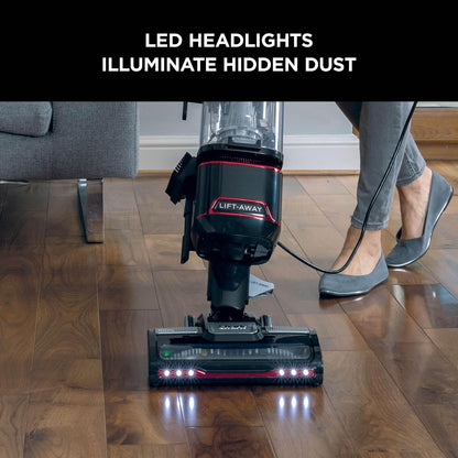 Shark NV602UKT Lift-Away Upright Vacuum Cleaner Anti-Allergen LED Headlights 1.1 L 8m Cord 750W 15.4 lb Red/Black