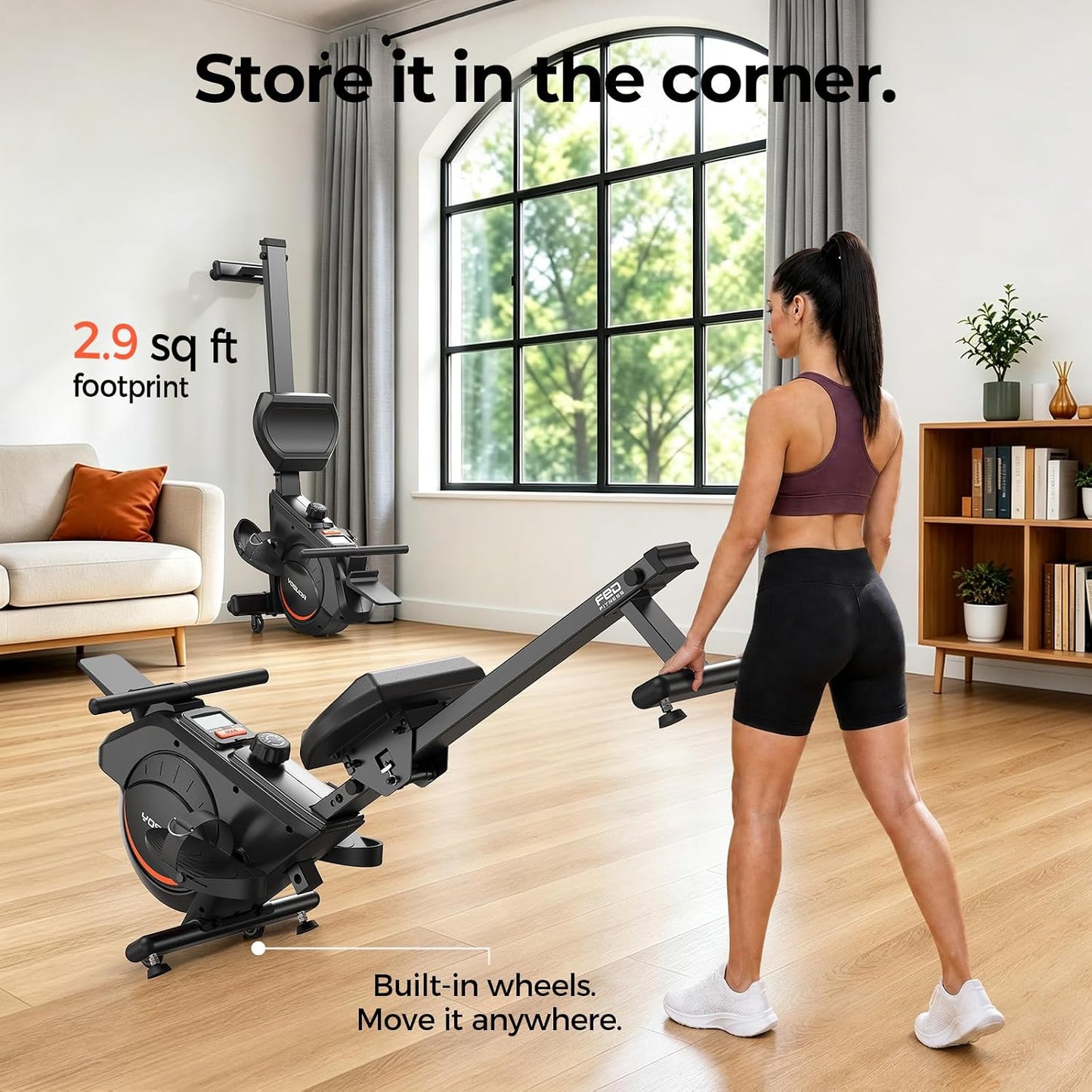 YOSUDA Magnetic Rowing Machine 16-Level Resistance Bluetooth App LCD Monitor 350 lb Capacity