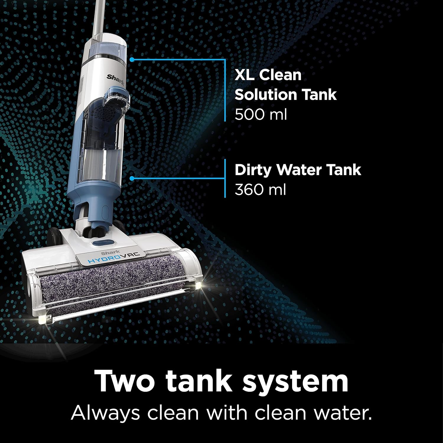 Shark HydroVac Cordless Pro XL 3-in-1 Vacuum Mop Self-Cleaning System Antimicrobial Brushroll Multi-Surface Hardwood Tile Area Rugs Blue WD201