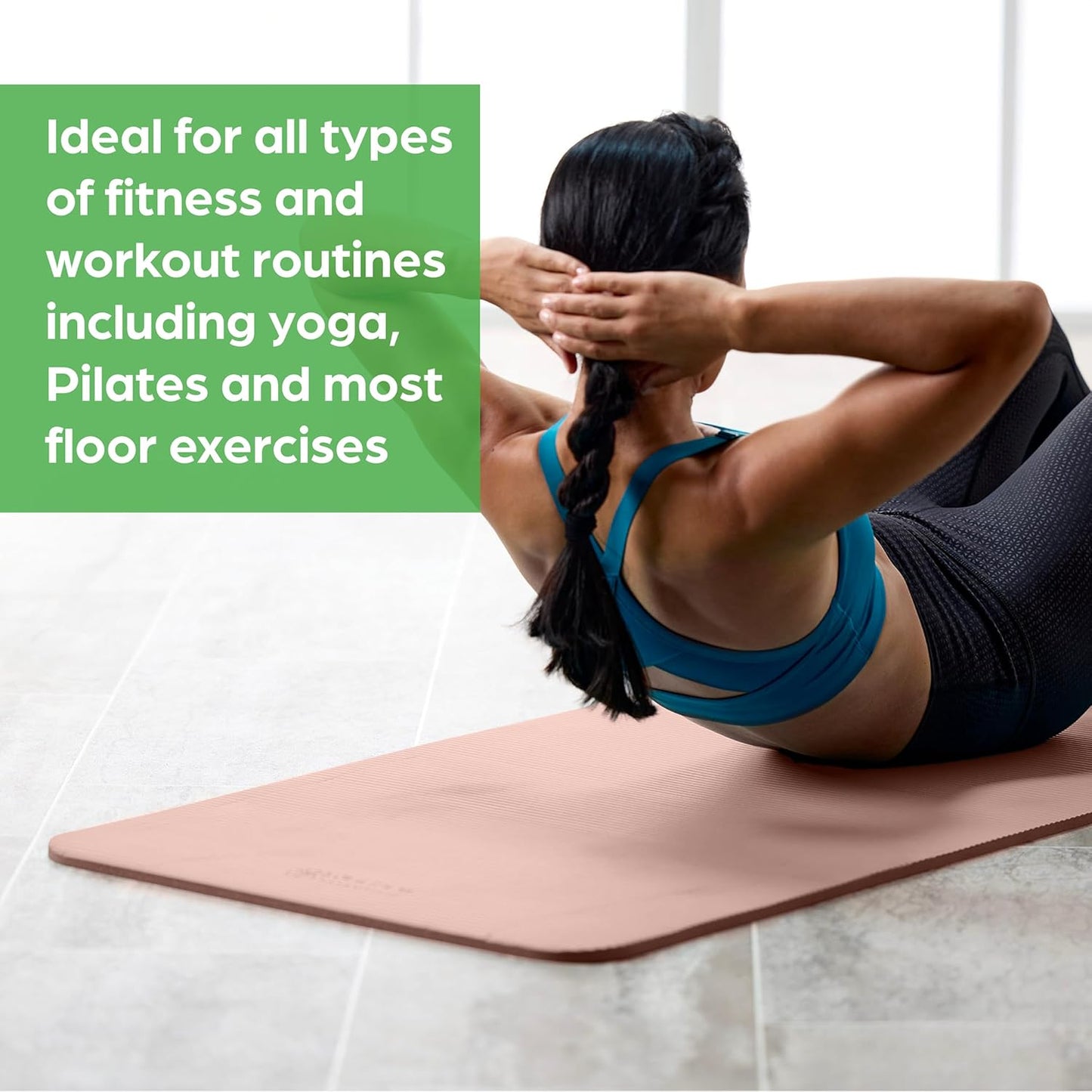 Gaiam Thick Yoga Mat Extra Cushioned NBR Foam Non-Slip Exercise Fitness Mat with Carrying Strap 72 x 24 Inch