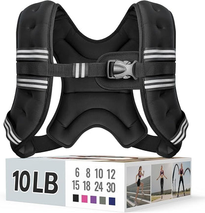Zeerun Weighted Vest Reflective Stripe Adjustable Buckle Neoprene Rucking for Men Women Walking Running Strength Training