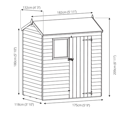 6 x 4 Ft Overlap Reverse Apex Shed