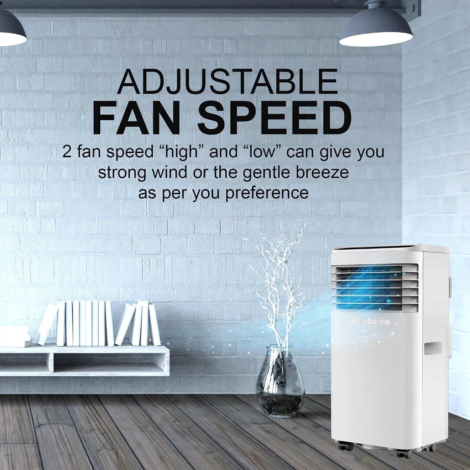 9000 BTU Portable Air Conditioner 4-in-1 Cooling Fan Dehumidifier 24Hr Timer Remote Control 28.8 L/Day 215 sq ft White