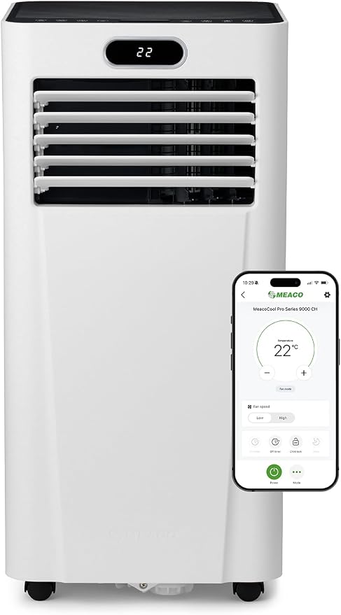 9000 BTU Portable Air Conditioner Wi-Fi Enabled App Control Low Energy Quiet 51-55 dB Free Window Kit White MC9000CHRPRO