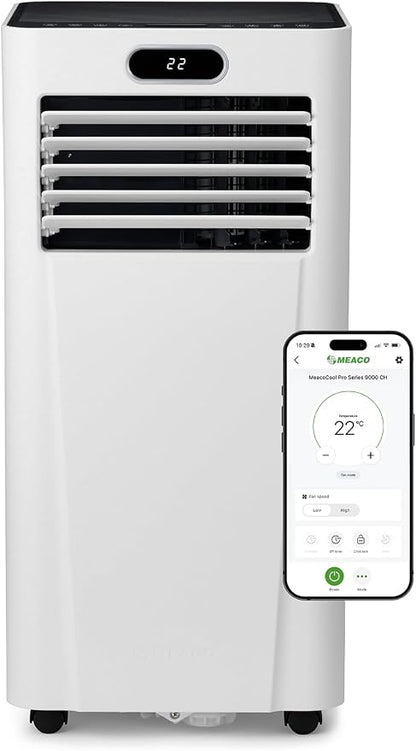 9000 BTU Portable Air Conditioner Wi-Fi Enabled App Control Low Energy Quiet 51-55 dB Free Window Kit White MC9000CHRPRO