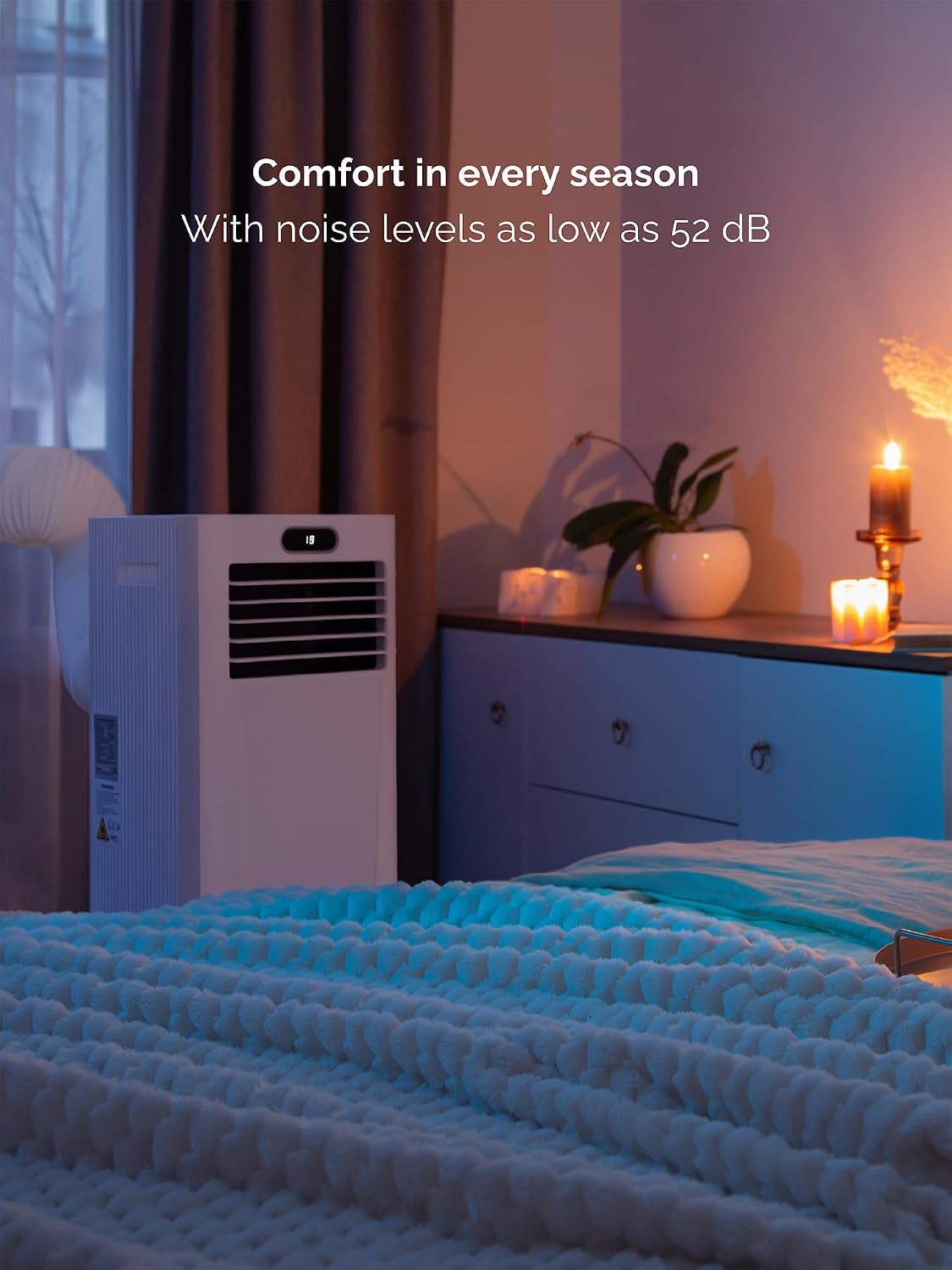 9000 BTU Portable Air Conditioner Wi-Fi Enabled App Control Low Energy Quiet 51-55 dB Free Window Kit White MC9000CHRPRO