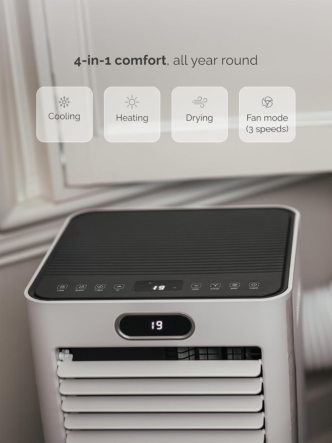 9000 BTU Portable Air Conditioner Wi-Fi Enabled App Control Low Energy Quiet 51-55 dB Free Window Kit White MC9000CHRPRO