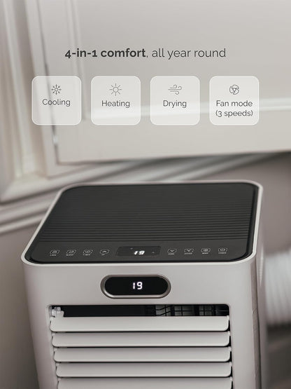 9000 BTU Portable Air Conditioner Wi-Fi Enabled App Control Low Energy Quiet 51-55 dB Free Window Kit White MC9000CHRPRO