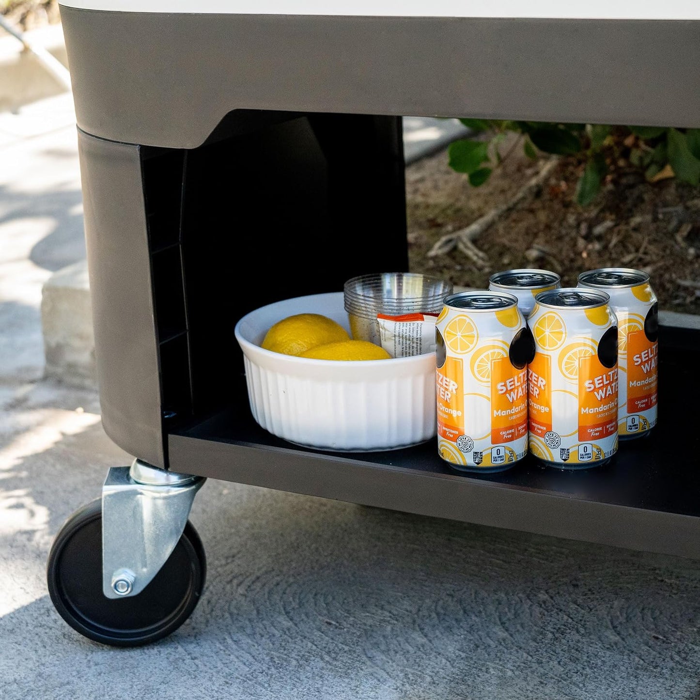 Permasteel Rolling Patio Cooler 120-Quart Outdoor Beverage Ice Chest with Wheels Farmhouse Design