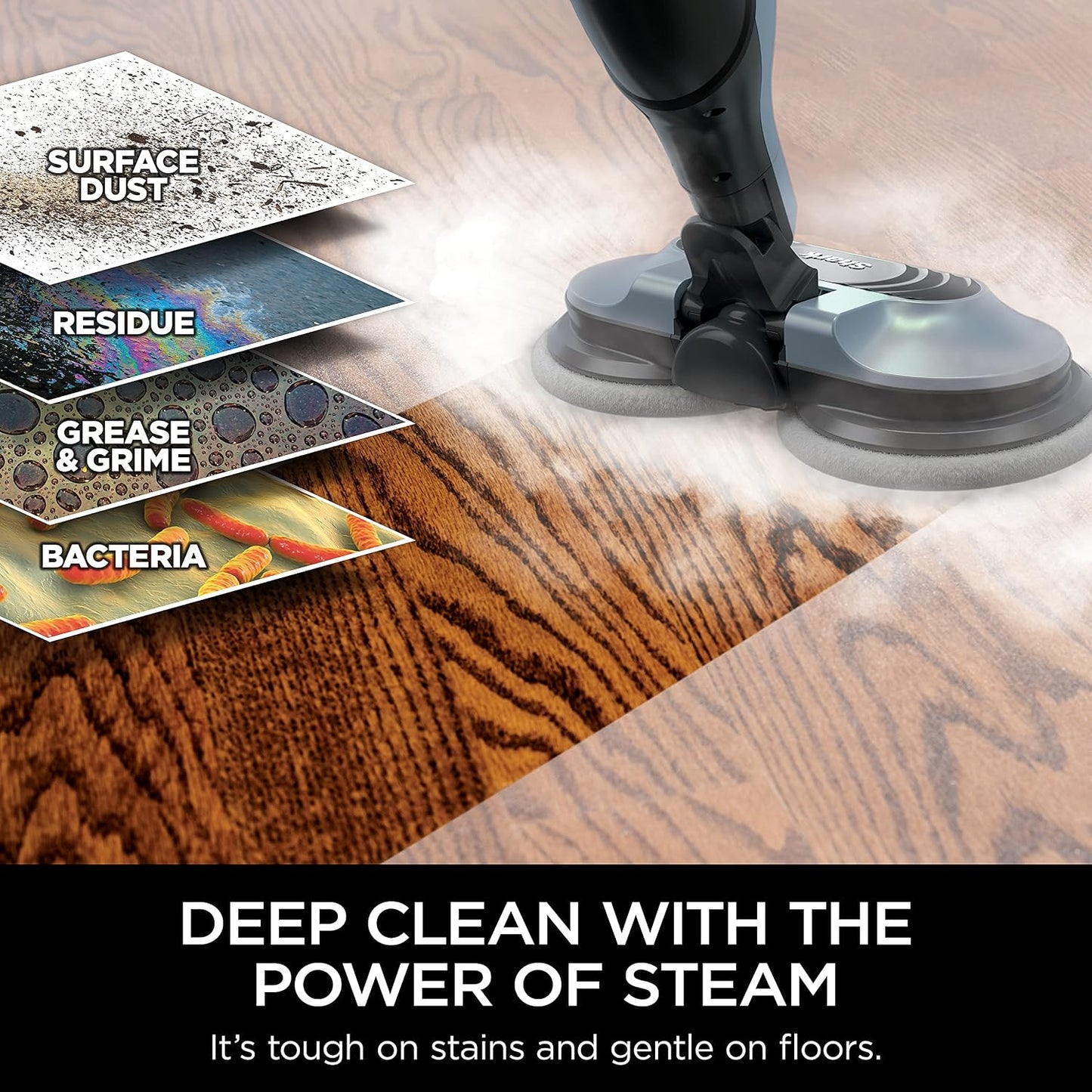 Shark Steam & Scrub All-in-One Scrubbing and Sanitizing Steam Mop 2 Steam Modes 1120W 22 ft Cord 7.7 lb Pure Water Blue S7000AMZ