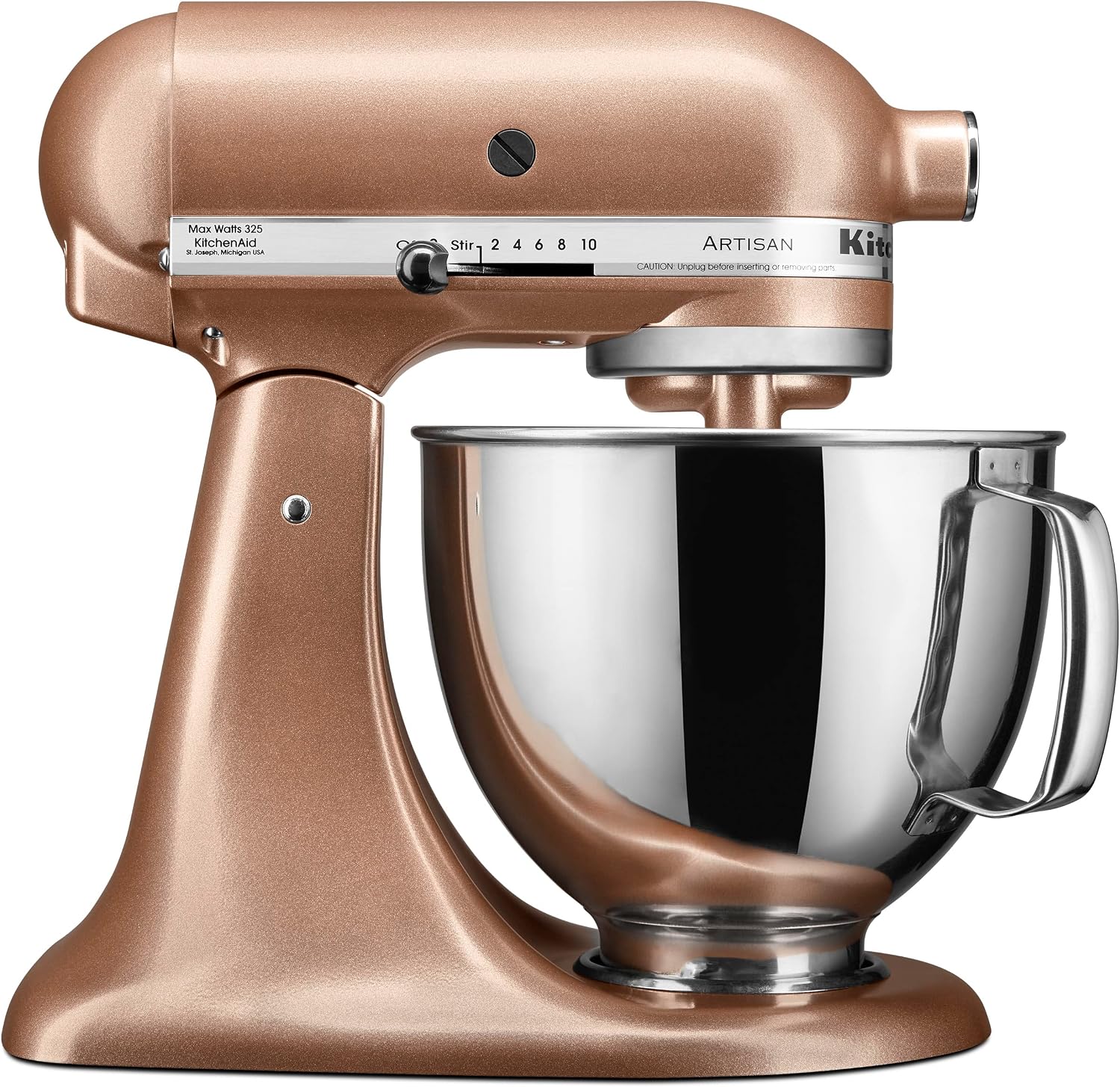 KitchenAid Artisan 5 Qt Tilt-Head Stand Mixer 325W 10-Speed with Flat Beater Dough Hook Wire Whip Pouring Shield 23 lb KSM150PS
