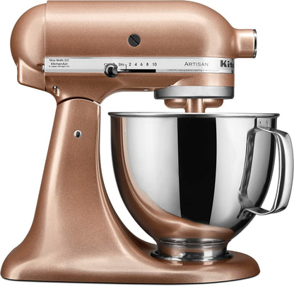 KitchenAid Artisan 5 Qt Tilt-Head Stand Mixer 325W 10-Speed with Flat Beater Dough Hook Wire Whip Pouring Shield 23 lb KSM150PS