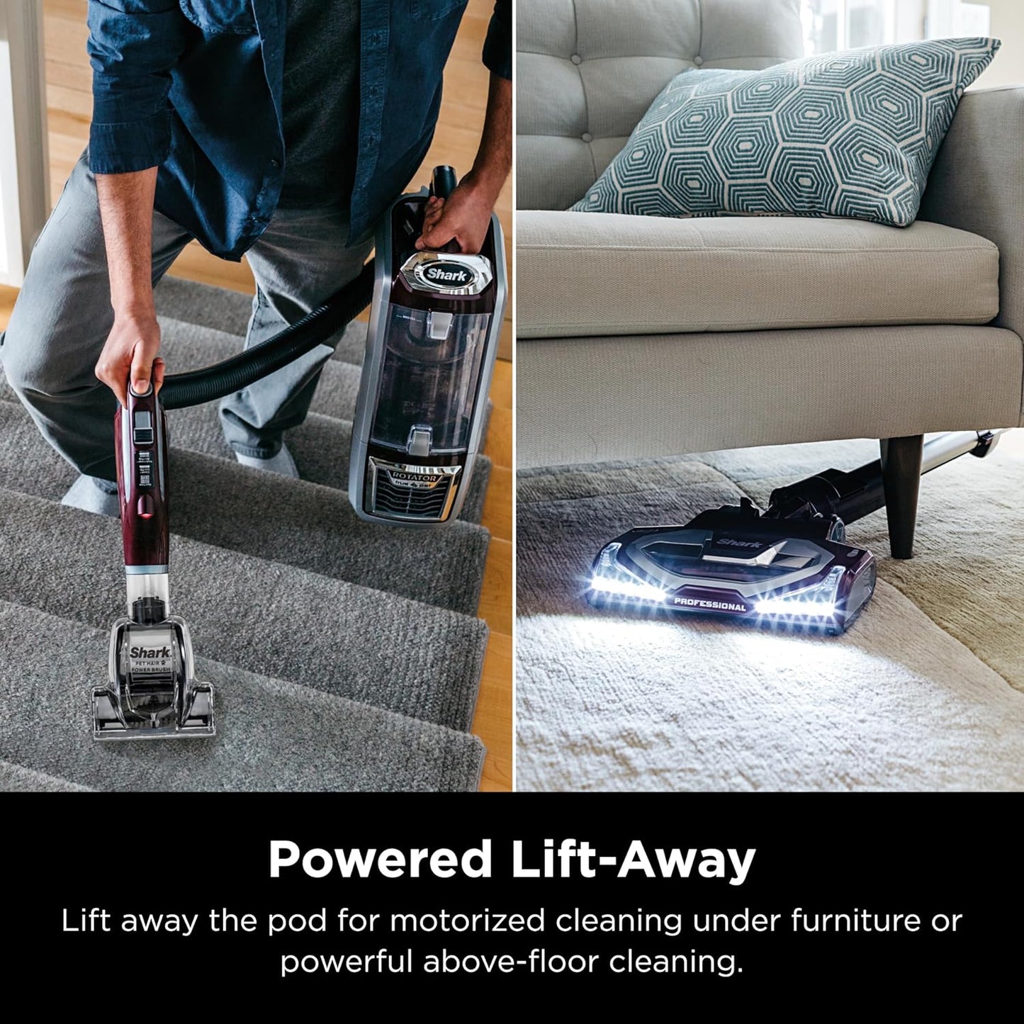 Shark Rotator Powered Lift-Away TruePet Upright Vacuum HEPA Filter 0.88 qt Dust Cup LED Headlights Pet Power Brush Crevice Tool 15.4 lb NV752