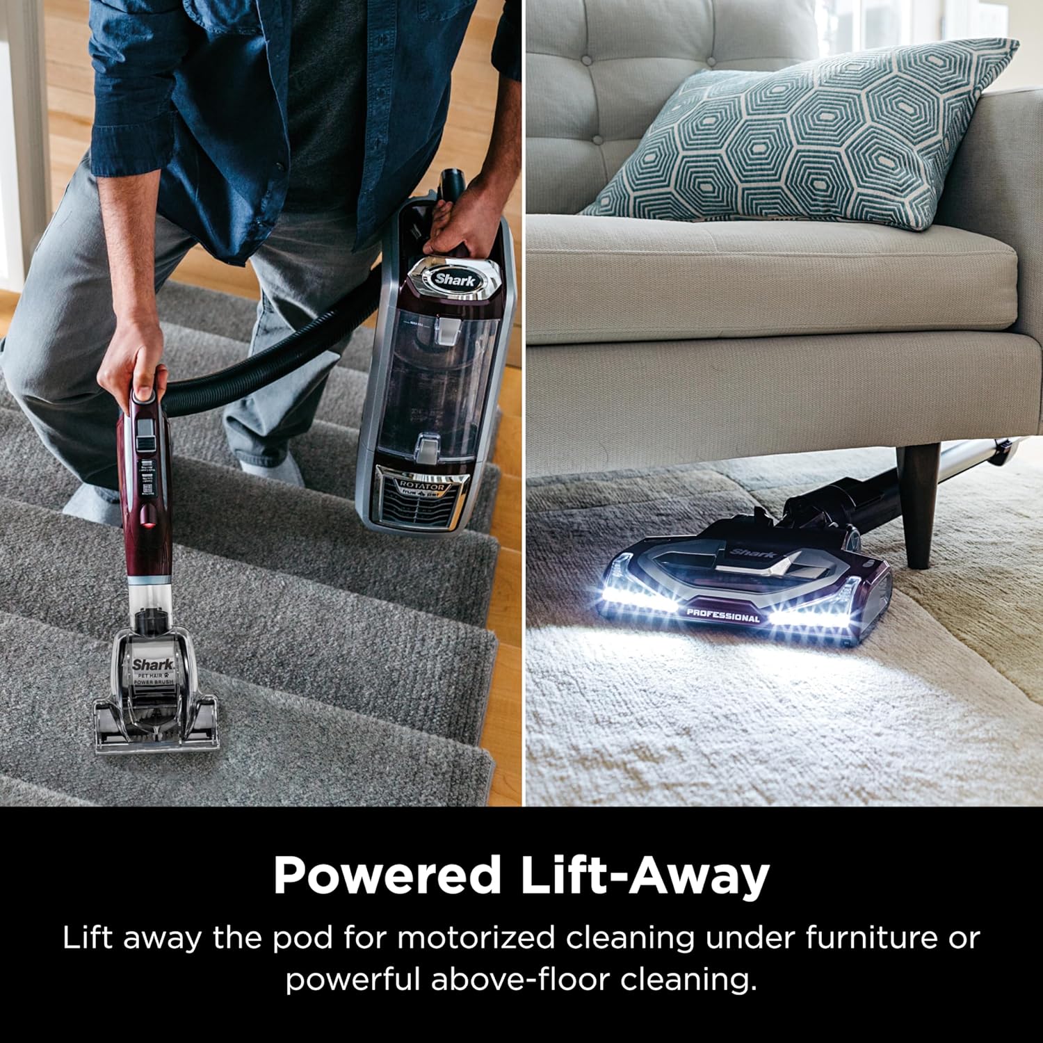 Shark Rotator Powered Lift-Away TruePet Upright Vacuum HEPA Filter 0.88 qt Dust Cup LED Headlights Pet Power Brush Crevice Tool 15.4 lb NV752