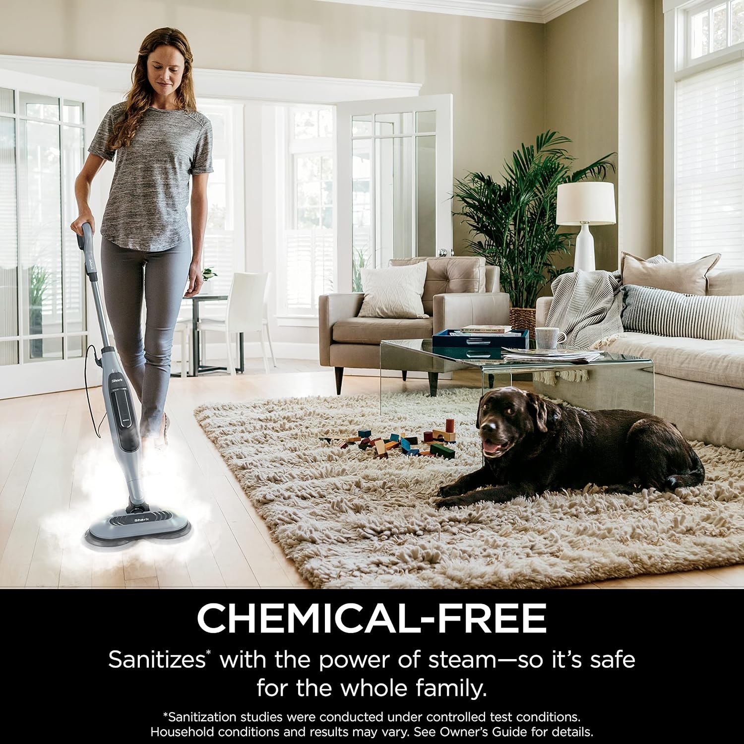 Shark Steam & Scrub All-in-One Scrubbing and Sanitizing Steam Mop 2 Steam Modes 1120W 22 ft Cord 7.7 lb Pure Water Blue S7000AMZ