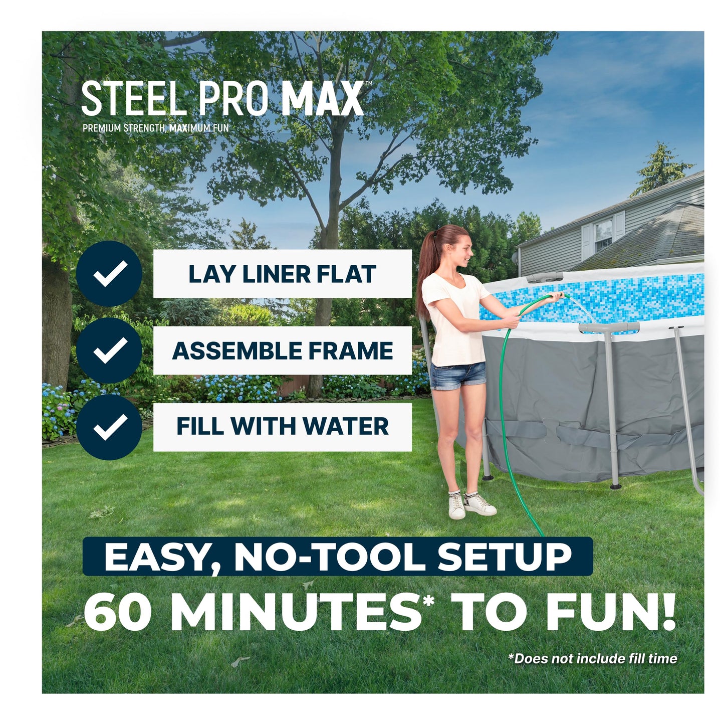Steel Pro MAX 16' x 10' x 42" Above Ground Pool, Oval Metal Frame Outdoor Swimming Pool