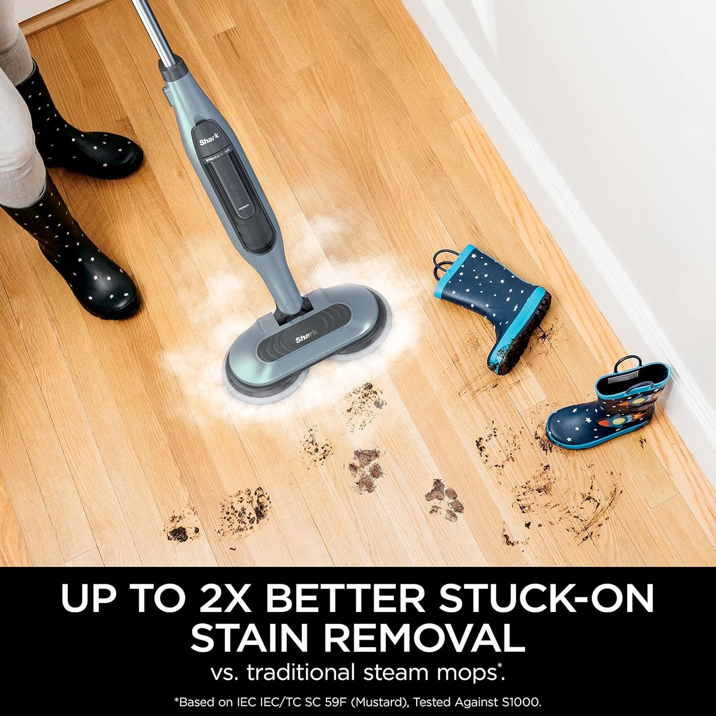 Shark Steam & Scrub All-in-One Scrubbing and Sanitizing Steam Mop 2 Steam Modes 1120W 22 ft Cord 7.7 lb Pure Water Blue S7000AMZ