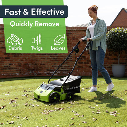 RGS Living GreenSweep V2 Artificial Grass Electric Sweeper Rake Vacuum 45L Collection Bag 5 Adjustable Heights Foldable Handle Extra Brush