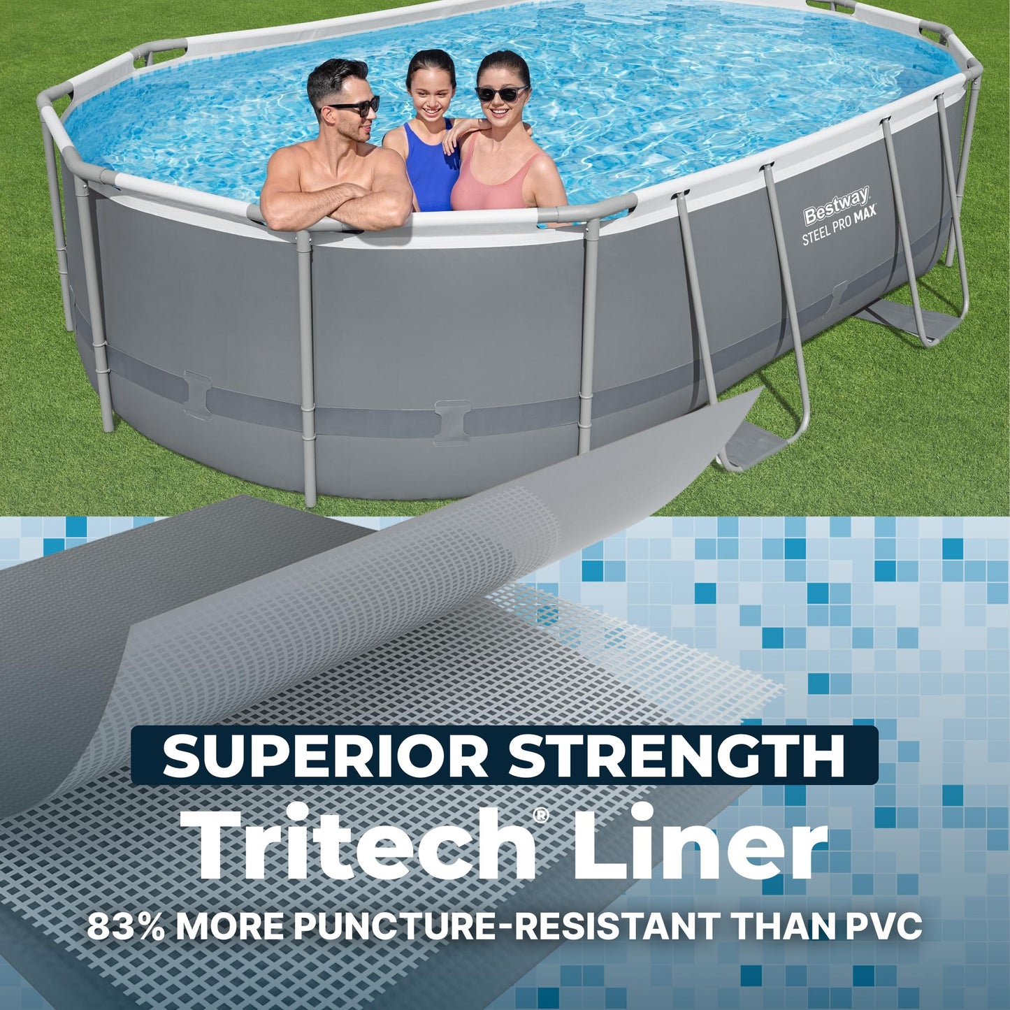 Steel Pro MAX 16' x 10' x 42" Above Ground Pool, Oval Metal Frame Outdoor Swimming Pool