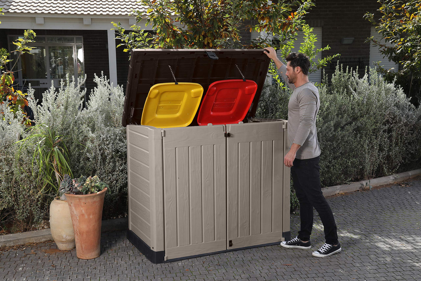 Store It Out Midi Outdoor Plastic Garden Storage Shed - Beige/Brown