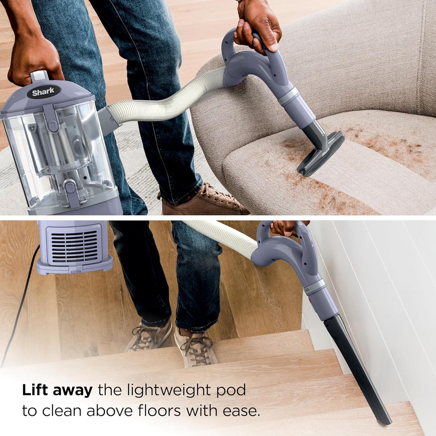 Shark Navigator Lift-Away Upright Vacuum HEPA Pet Hair Swivel Steering 1.1 qt Corded 1200W 12.5 lb Lavender NV352