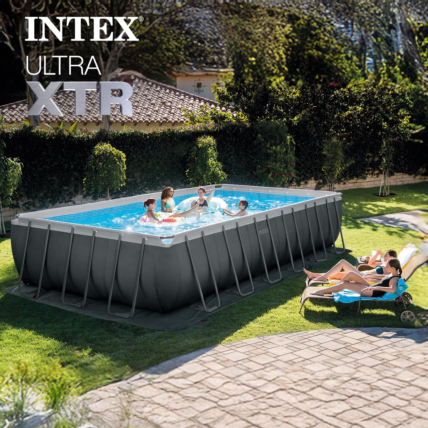 Ultra XTR 24 ft x 12 ft 52 in Above Ground Pool Set, Rectangular Swimming Pool